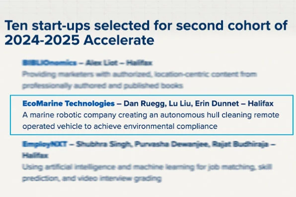 Invest Nova Scotia Accelerate announcement highlighting EcoMarine Technologies