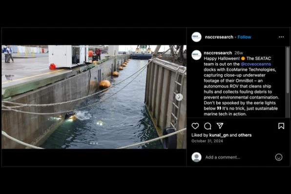SEATAC social post showing underwater filming with EcoMarine at the COVE docks