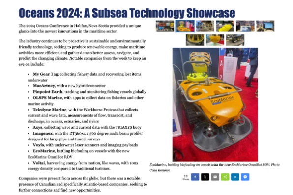Marine Technology News coverage of OCEANS 2024 featuring OmniBot